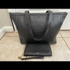 Fossil Sydney Tote - Black/Silver